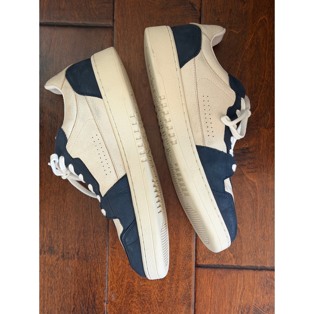 Axel Arigato Dice Lo Sneakers Mens 11 Cream Navy Blue Leather Low Top Trainers - Picture 7 of 14